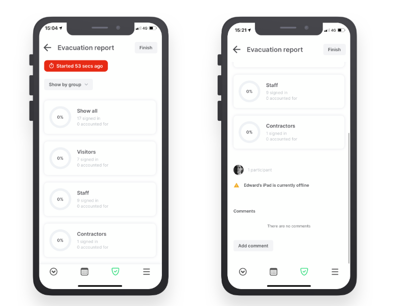 Sign In App - Evacuation — Accounting for evacuees